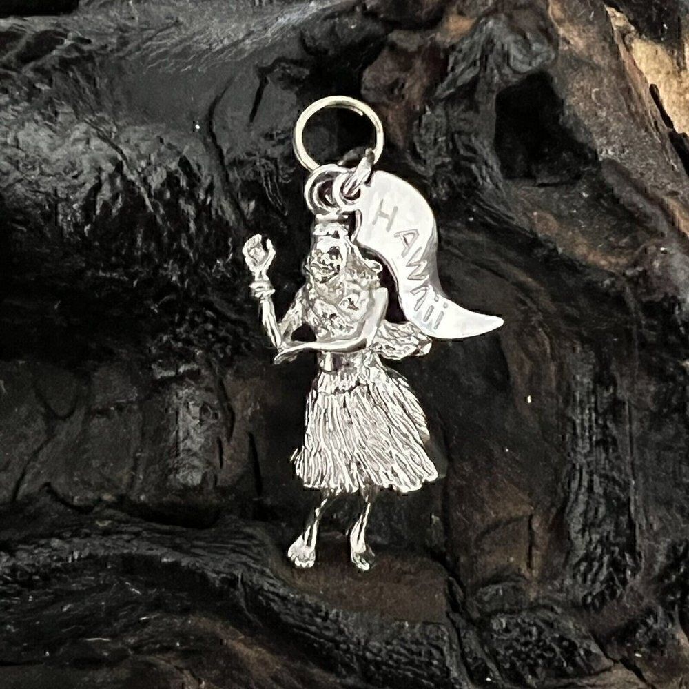 Vintage Sterling Silver Charm Hawaii Hawaiian Hula Girl Dancing Vacation Holiday